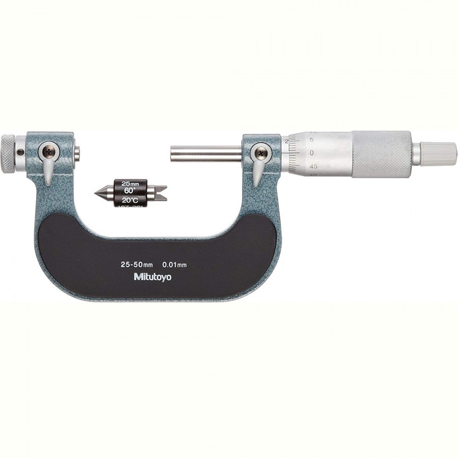 Micrómetro externo para roscas 50-75 mm 0.01 mm (tapones / puntas intercambiables se venden por separado) 126-127 