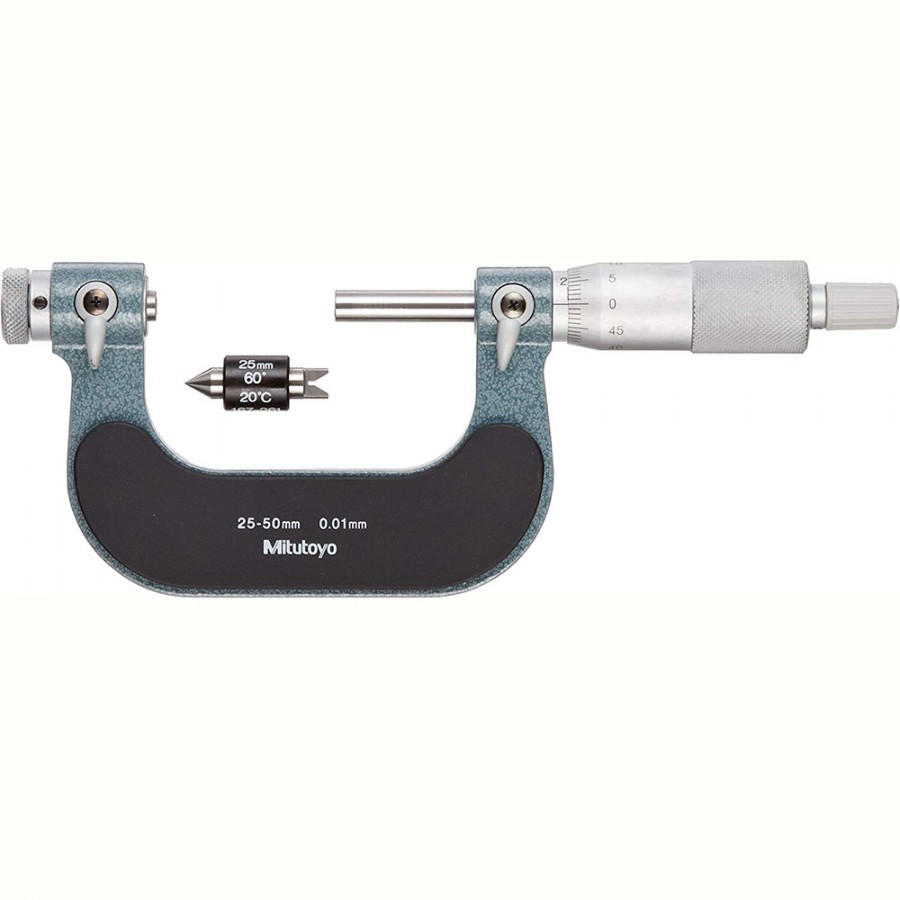 Micrómetro externo para roscas de 75-100 mm 0.01 mm (tapones / puntas intercambiables se venden por separado) 126-128 