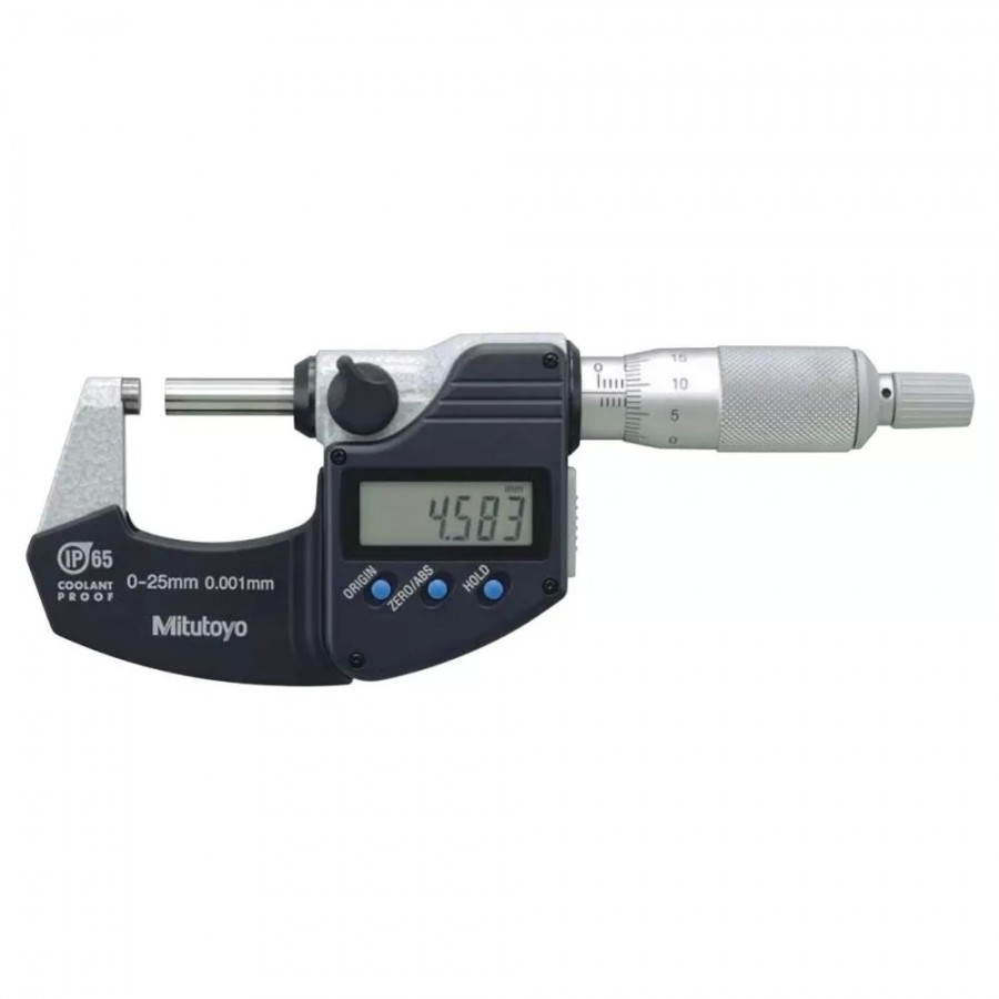 Micrómetro digital externo 0-25 mm / 0,001 mm sin salida de datos con trinquete integrado - Protección IP65 - 293-244-30 